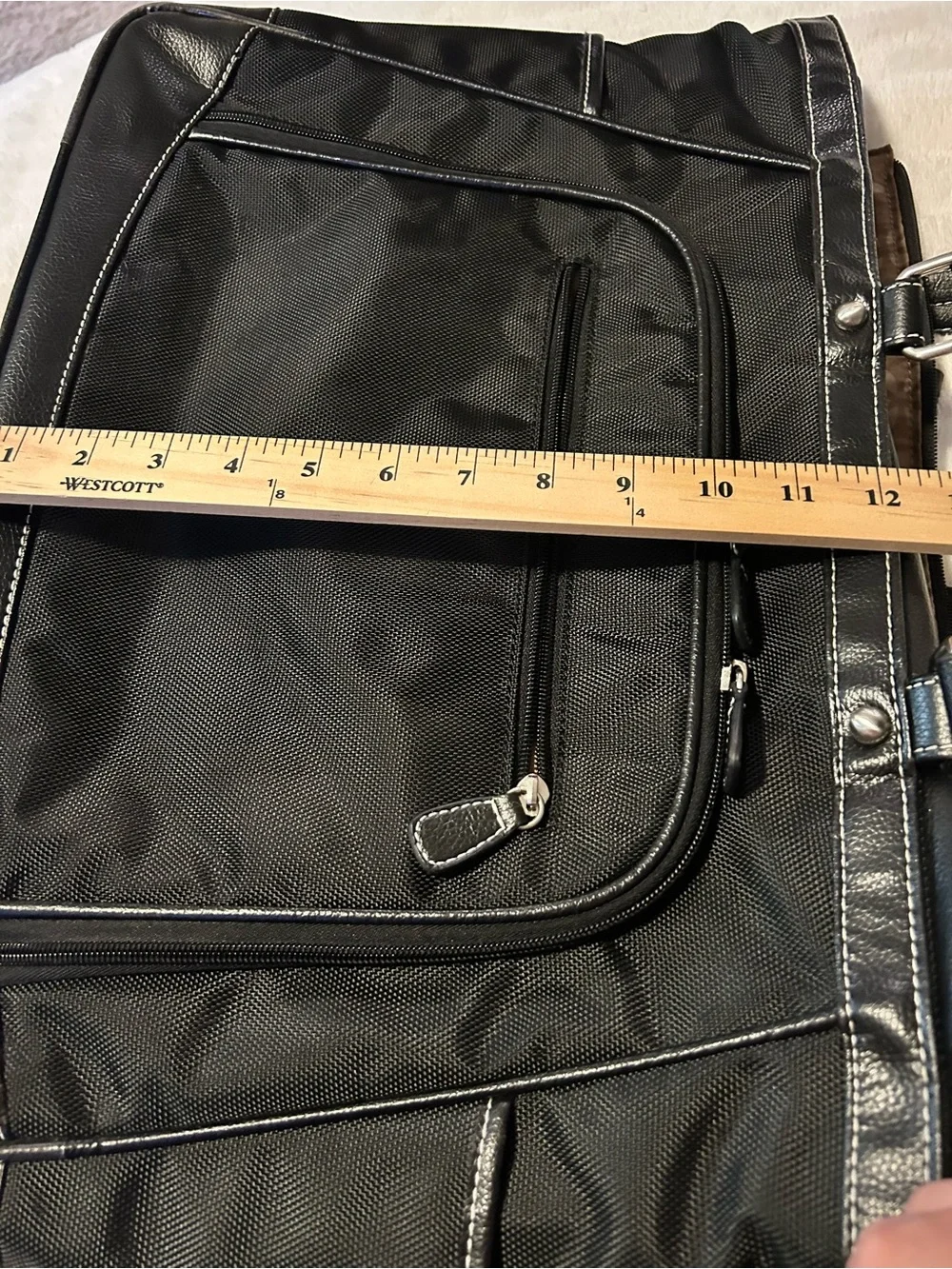 Laptop Tote Bag Black Leather Classic Women’s Work Carry All Bag